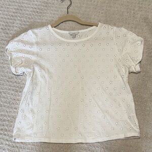 Joie White Eyelet Short Sleeve Top